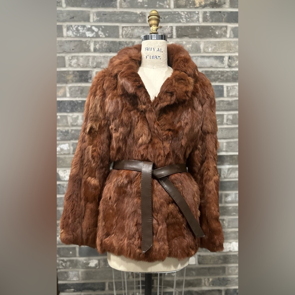 Vintage Brown Rabbit Fur Coat.